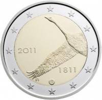(010) Монета Финляндия 2011 год 2 евро "Национальный банк 200 лет"  Биметалл  XF